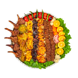 سینی رویال ارکیده - Orkideh Royal platter Mahicheh - Orkideh Special Shishlik kebab - Bakhtiari Kebab - Joojeh Kebab - Fesenjani Joojeh Kebab - Loghmeh Kebab