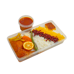 زرشک پلو با ران مرغ - Morgh (Chicken leg) with Zereshk Polo (Rice and barberry)