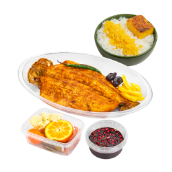چلوماهی قزل آلا سرخ شده - Chelo With Iranian Fried Salmon Fish