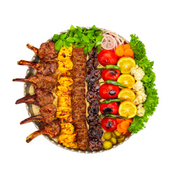 سینی مخصوص کباب ارکیده - Orkideh Special Platter Orkideh Special Shishlik Kebab - Special Chenjeh Kebab - Koobideh Kebab - Joojeh Kebab