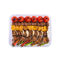 سینی مخصوص کباب ارکیده - Orkideh Special Platter Orkideh Special Shishlik Kebab - Special Chenjeh Kebab - Koobideh Kebab - Joojeh Kebab
